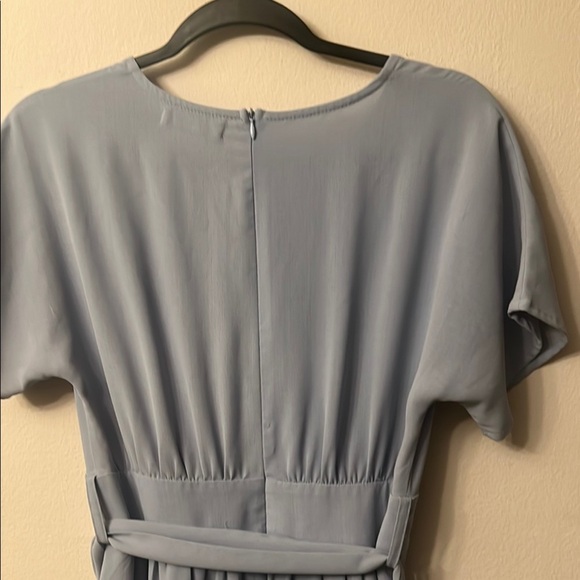 Gray Ruched Midi Sundress with Flutter Sleeves - Picture 14 of 14